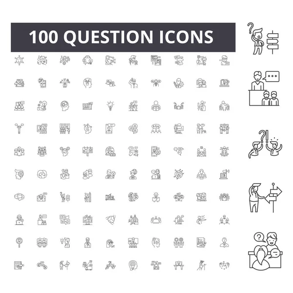 Question line icons, signs, vector set, outline illustration concept — Stock Vector