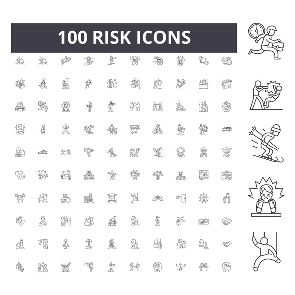 Risk linje ikoner, skyltar, vektor uppsättning, Outline illustration koncept — Stock vektor