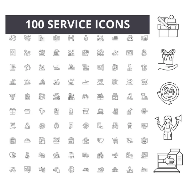 Iconos de línea de servicio, signos, conjunto de vectores, esquema concepto de ilustración — Vector de stock