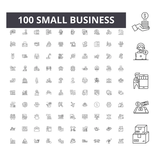 Kleine business line pictogrammen, tekenen, vector set, omtrek illustratie concept — Stockvector