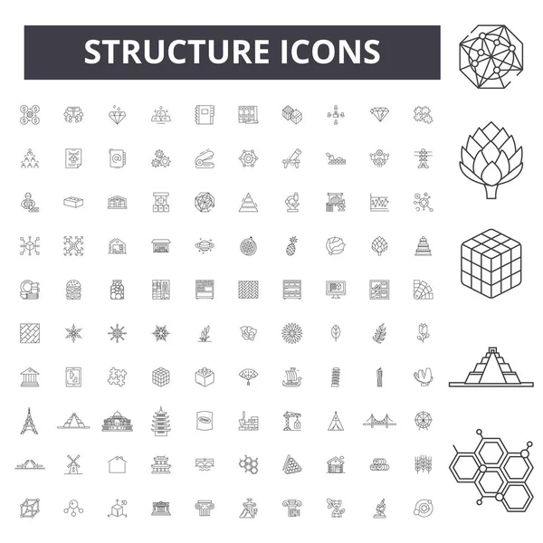 Estructura iconos línea iconos, signos, conjunto de vectores, esquema concepto de ilustración — Archivo Imágenes Vectoriales
