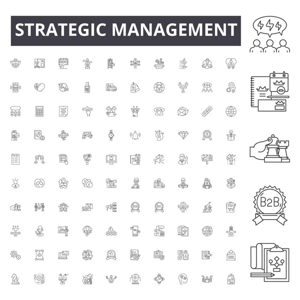 Ícones de linha de gerenciamento estratégico, sinais, conjunto de vetores, conceito de ilustração de esboço —  Vetores de Stock