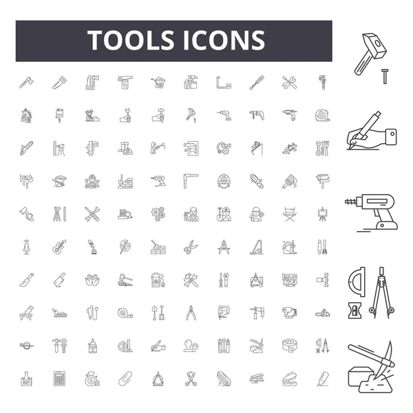 Herramientas iconos de línea, signos, conjunto de vectores, esquema concepto de ilustración — Vector de stock