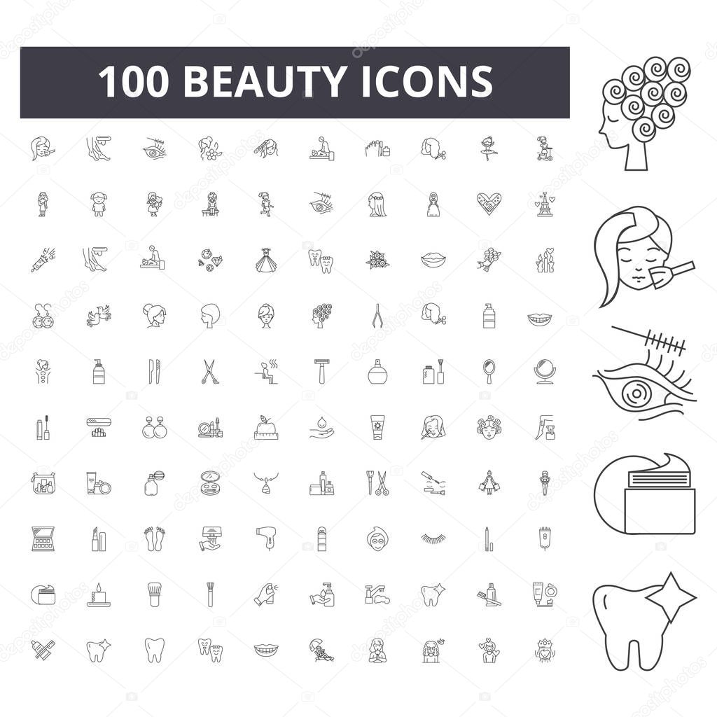 Beauty line icons, signs, vector set, outline illustration concept 