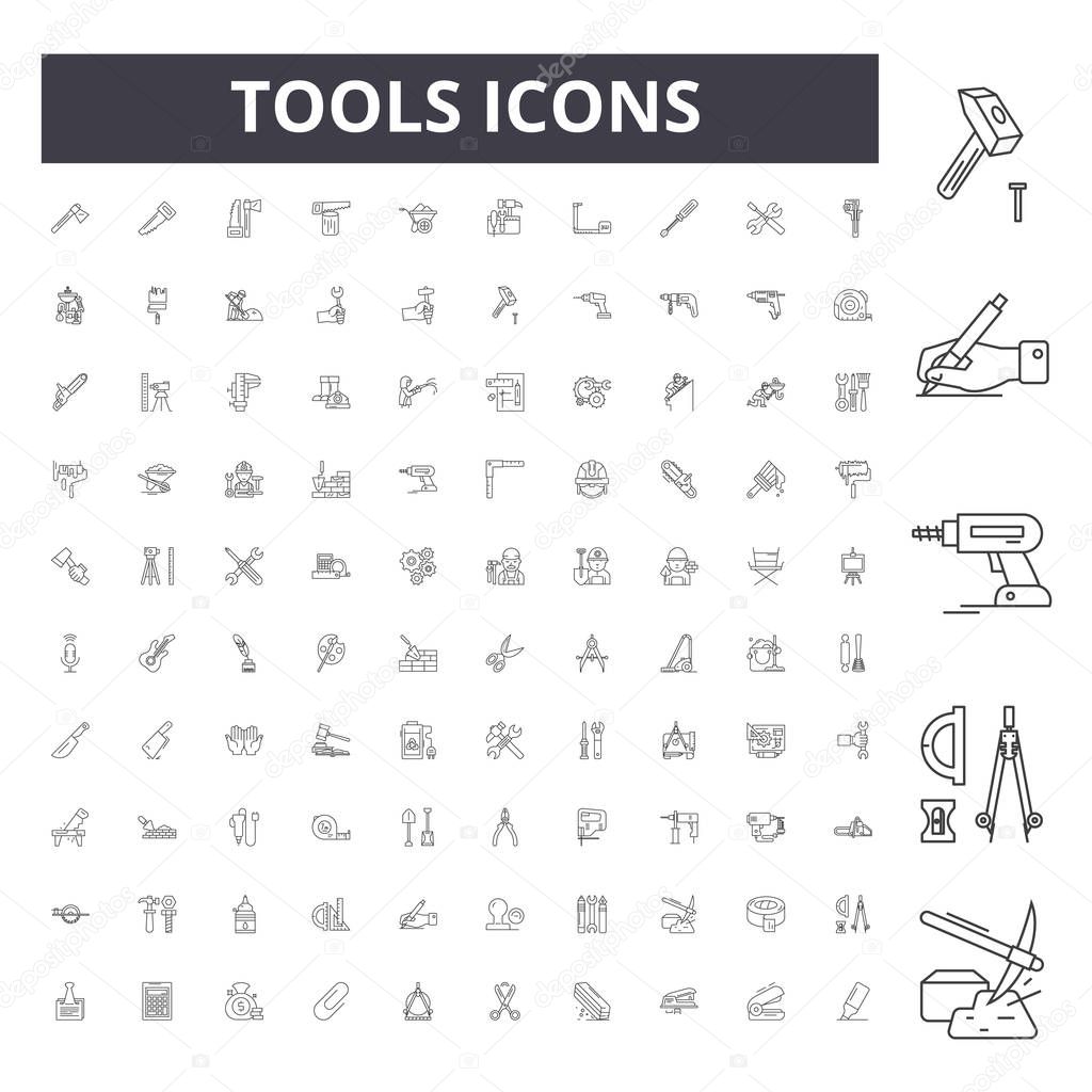Tools line icons, signs, vector set, outline illustration concept 