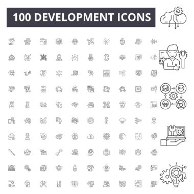 Geliştirme çizgisi simgeleri, işaretler, vektör seti, anahat çizim i 
