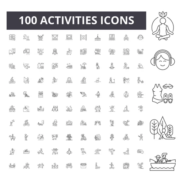 Activities line icons, signs, vector set, outline concept illustration — Stock Vector
