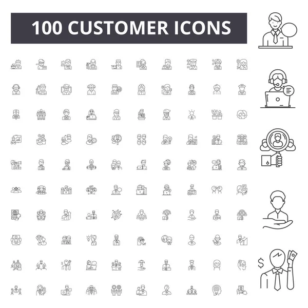Iconos de línea de cliente, signos, conjunto de vectores, esquema concepto de ilustración — Archivo Imágenes Vectoriales