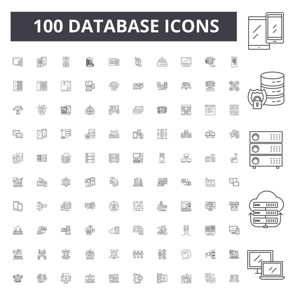 Iconos de línea de base de datos, signos, conjunto de vectores, esquema concepto de ilustración — Vector de stock