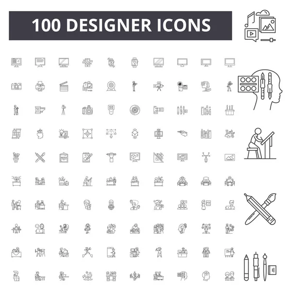 Iconos de línea de diseñador, signos, conjunto de vectores, esquema concepto de ilustración — Archivo Imágenes Vectoriales