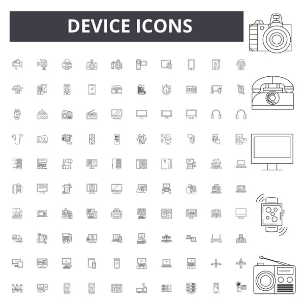 Iconos de línea de dispositivo, signos, conjunto de vectores, esquema concepto de ilustración — Vector de stock
