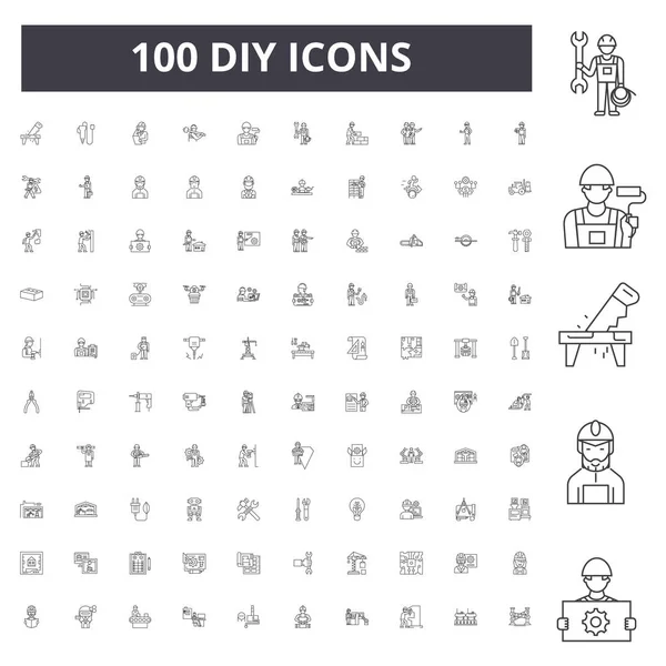 Diy iconos de línea, signos, conjunto de vectores, esquema concepto de ilustración — Archivo Imágenes Vectoriales