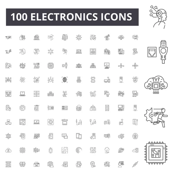 Iconos de línea electrónica, signos, conjunto de vectores, esquema concepto de ilustración — Archivo Imágenes Vectoriales