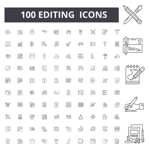 Edición de iconos de línea, signos, conjunto de vectores, esquema concepto de ilustración — Archivo Imágenes Vectoriales