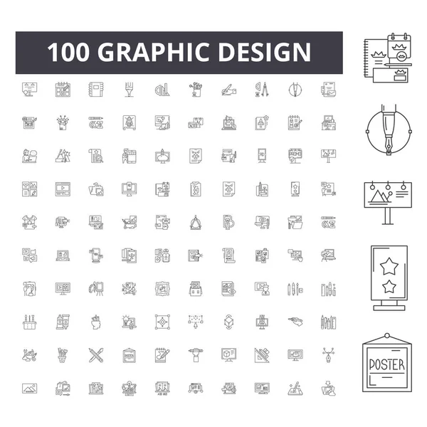 Ícones de linha de design gráfico, sinais, conjunto de vetores, conceito de ilustração de contorno — Vetor de Stock