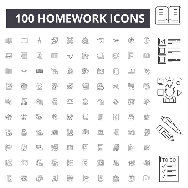 Iconos de línea de tarea, signos, conjunto de vectores, esquema concepto de ilustración — Vector de stock