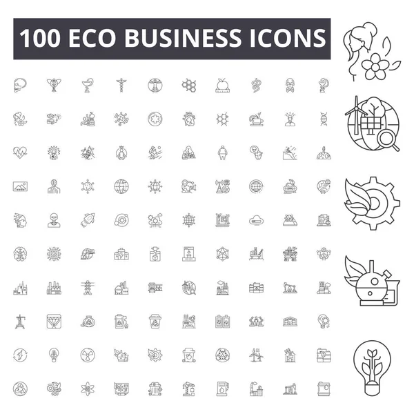 Eco business line icone, segni, set vettoriale, concetto di illustrazione contorno — Vettoriale Stock