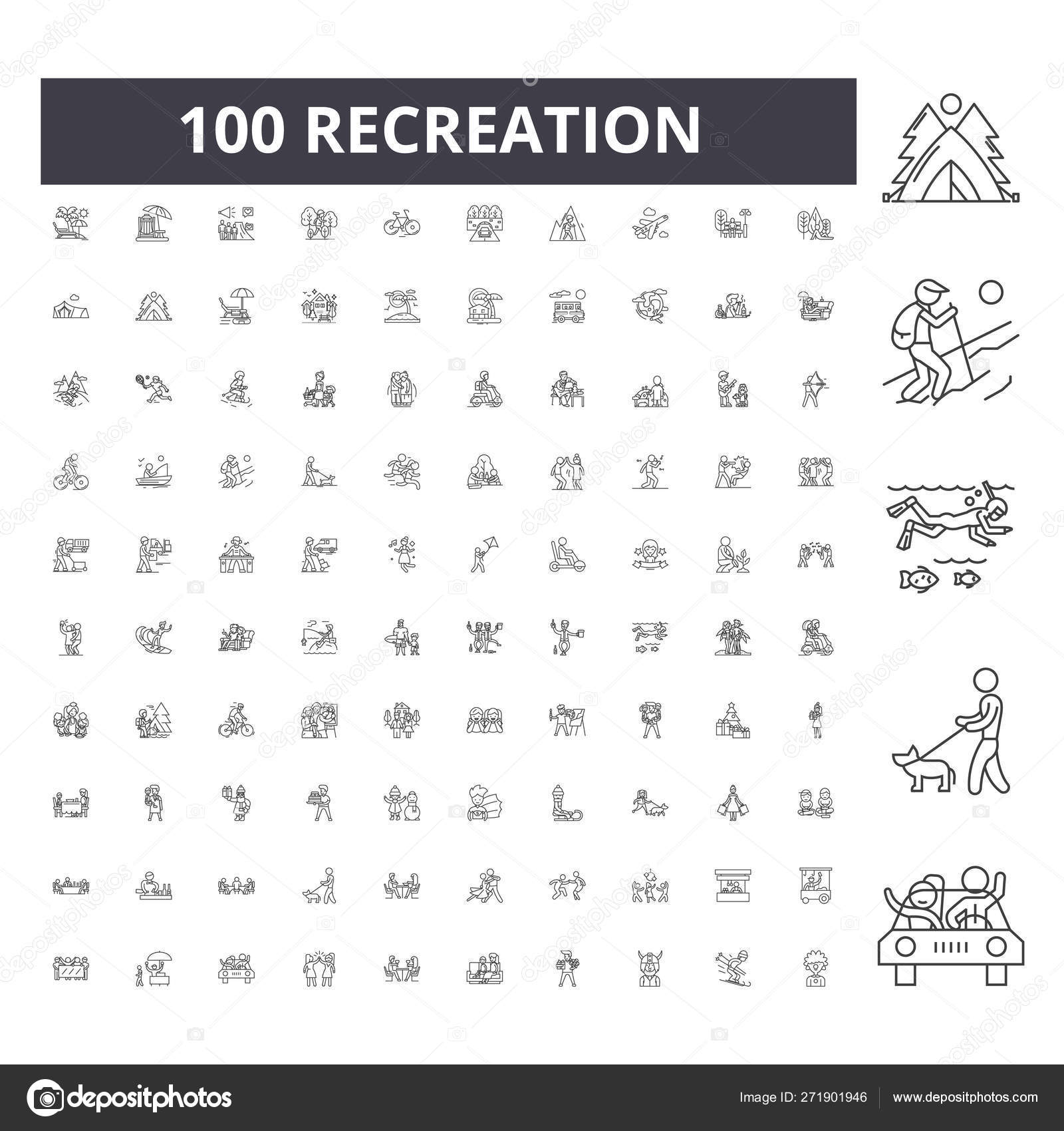 Recreation line icons, signs, vector set, outline illustration concept ...