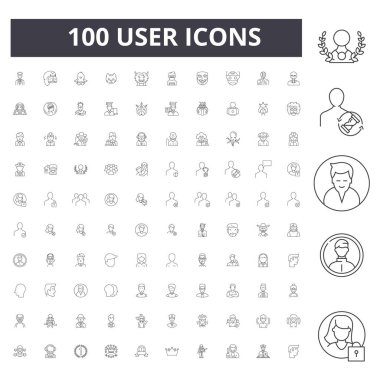 Kullanıcı çizgi simgeleri, işaretler, vektör seti, anahat çizim kavramı 