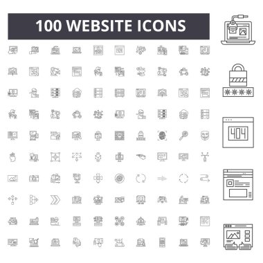 Web sitesi çizgi simgeleri, işaretler, vektör seti, anahat illüstrasyon kavramı 