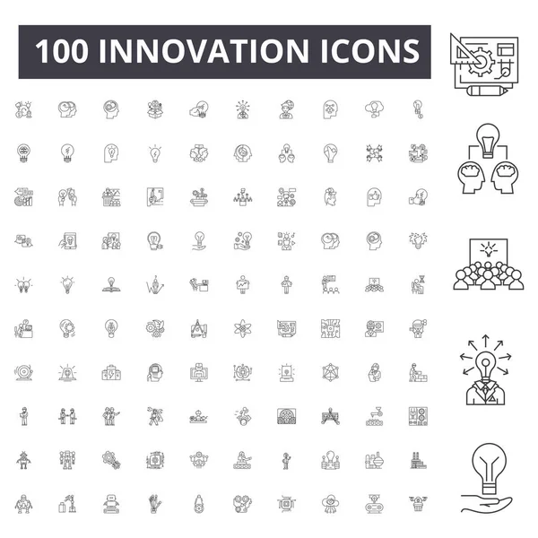 Iconos de línea de innovación, signos, conjunto de vectores, esquema concepto de ilustración — Vector de stock