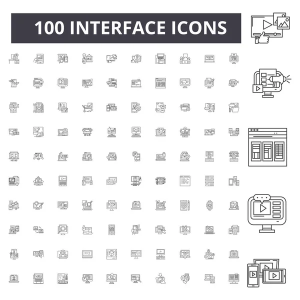 Iconos de línea de interfaz, signos, conjunto de vectores, esquema concepto de ilustración — Archivo Imágenes Vectoriales