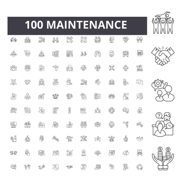 Iconos de línea de mantenimiento, signos, conjunto de vectores, esquema concepto de ilustración — Archivo Imágenes Vectoriales