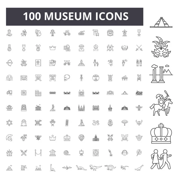 Museum line ikoner, skyltar, Vector set, disposition illustration Concept — Stock vektor