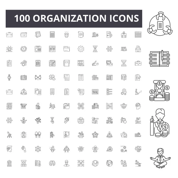 Iconos de línea de organización, signos, conjunto de vectores, esquema concepto de ilustración — Vector de stock