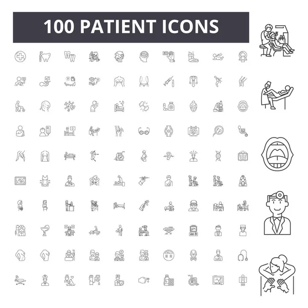 Εικονίδια γραμμής ασθενούς, πινακίδες, σύνολο διανύσματος, εικόνα διάρθρωσης — Διανυσματικό Αρχείο