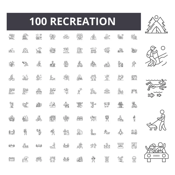 Recreation line icons, signs, vector set, outline illustration concept — Stock Vector