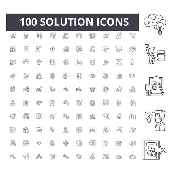 Iconos de línea de solución, signos, conjunto de vectores, esquema concepto de ilustración — Archivo Imágenes Vectoriales