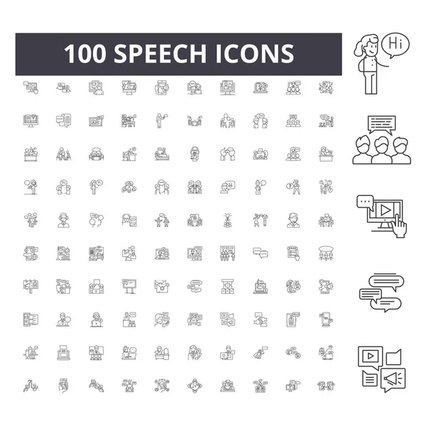 Iconos de línea de voz, signos, conjunto de vectores, esquema concepto de ilustración — Vector de stock