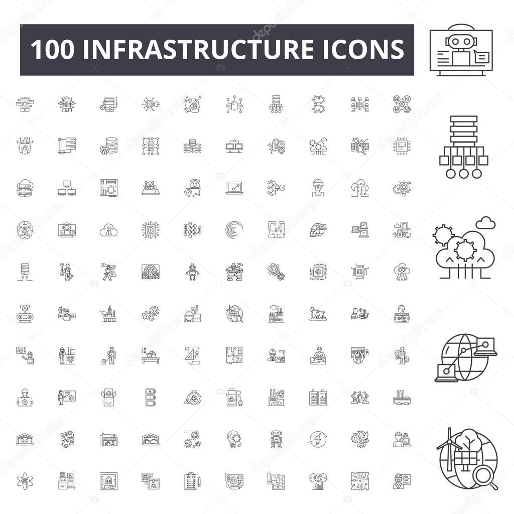 Infrastructure line icons, signs, vector set, outline illustration concept 
