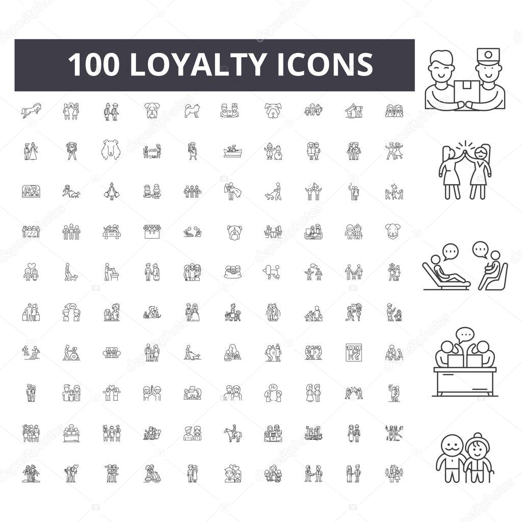 Loyalty line icons, signs, vector set, outline illustration concept 
