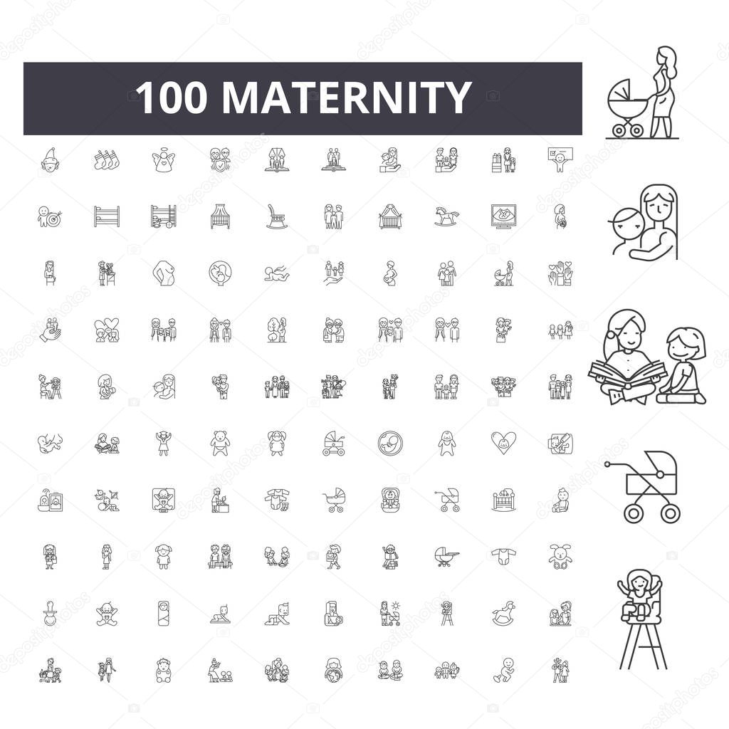 Maternity line icons, signs, vector set, outline illustration concept 