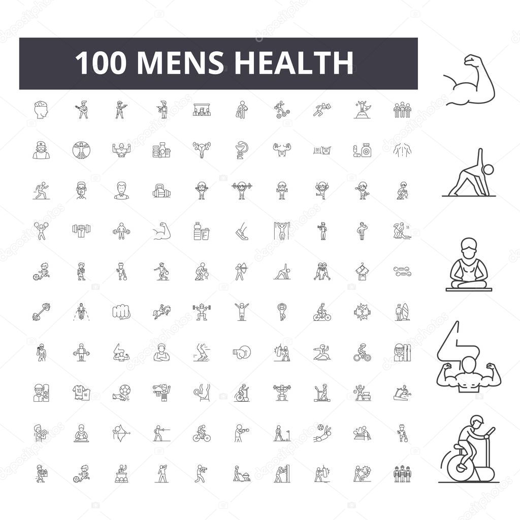 Mens health line icons, signs, vector set, outline illustration concept 