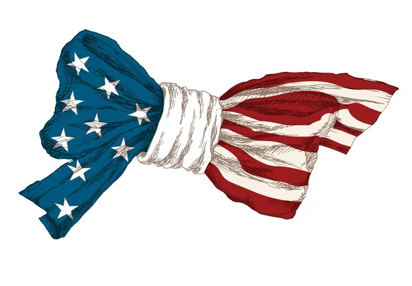 미국 독립의 날입니다. 독립 기념일의 기호입니다. 마음의 큰 당에 대 한 미국의 장식의 조각 형태로 품를 번 기호 흰색 바탕에 고립 된 개체입니다. 핸드 스케치 그리기 — 스톡 벡터
