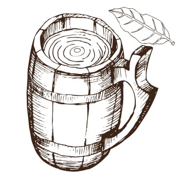 İki tuvalet bezi vücut hijyeni için Rus banyosu için. Dizi aksesuarlar için banyo, sauna. El çizimi kroki tarzı. Beyaz arka plan üzerinde izole nesne.