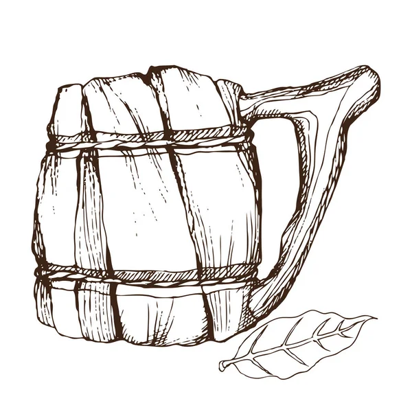 İki tuvalet bezi vücut hijyeni için Rus banyosu için. Dizi aksesuarlar için banyo, sauna. El çizimi kroki tarzı. Beyaz arka plan üzerinde izole nesne.