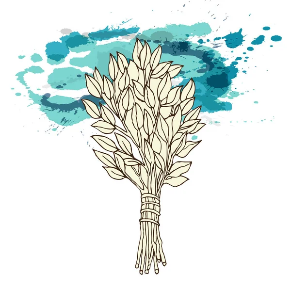 러시아 목욕사진 나무는 사우나에 거품기 회사의 텍스트에 배치합니다 파란색 수채화 — 스톡 벡터
