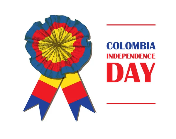 Tag der kolumbianischen Unabhängigkeit. 20. juli Nationalpatriotischer Feiertag der Befreiung in Lateinamerika. Handzeichnung Schraffur. Hintergrund mit kolumbianischer Trikolore. Vektorbild. — Stockvektor
