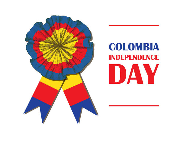 Colombias independence day. July 20. National Patriotic holiday of liberation in Latin America. Hand drawing hatching. Background with Colombian tricolor. Vector image.