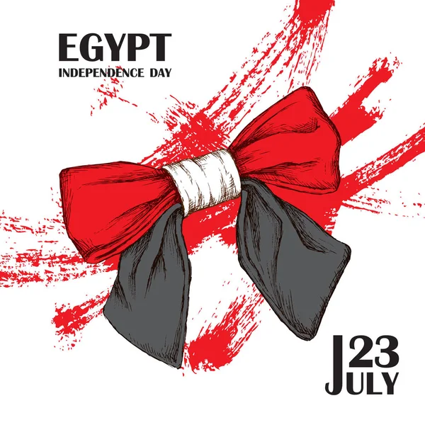 Independence day of Egypt. July 23rd. National Patriotic holiday of liberation in Latin America, North Africa. Hand-drawn shading. Background with Egyptian tricolor. Vector image. — Stock Vector