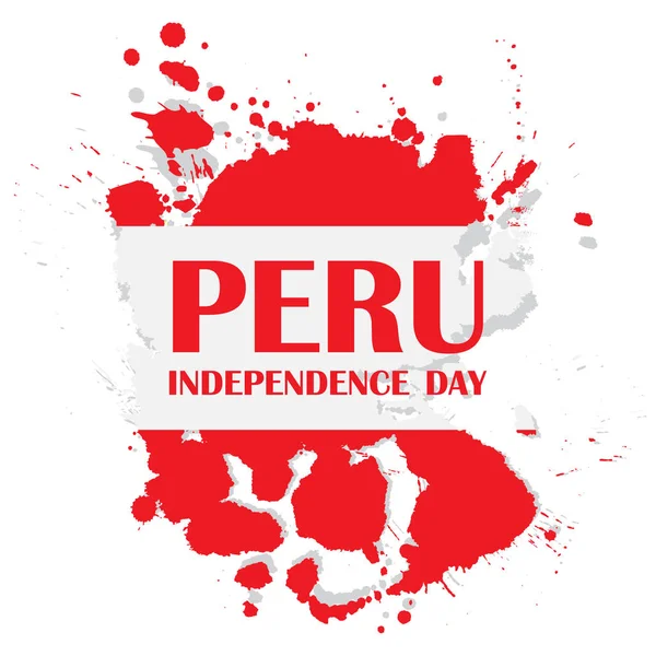 Jour de l'indépendance Perus. 28 juillet.Fête nationale patriotique de libération en Amérique latine. Un BLOB de peinture, la couleur du drapeau péruvien. Ombre dessinée à la main. Image vectorielle . — Image vectorielle