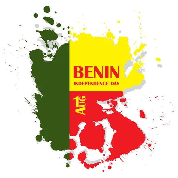 A Benini állami függetlenség napja. Augusztus 1-én. A hazafias nemzeti ünnep az afrikai országban. Egy absztrakt forma, Benin színű festék blot. A kézi rajz stílusban a vázlat. Vektor — Stock Vector