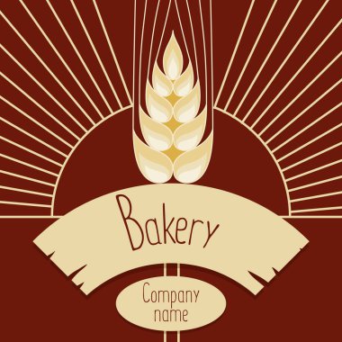 Tahıl kulaklar için gıda, tahıl şirket logolu. Kayıt bir fuar, hamur işleri, pastaneler, malların etiketi. Buğday, çavdar, yulaf stilize kulakları bira için. Vektör çizim.