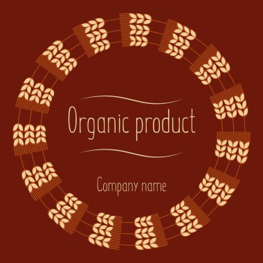 Tahıl kulaklar için gıda, tahıl şirket logolu. Kayıt bir fuar, hamur işleri, pastaneler, malların etiketi. Organik, doğal ürün. Buğday, çavdar, yulaf stilize kulakları bira için. Vektör