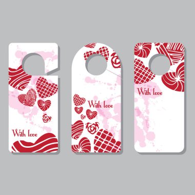 Doorhangers ayarlayın. Arka plan resmi, deseni Doodles. Metin için yer. Yaratıcı kavramı ile el hizmetçi. Tasarım handmasters, sergiler, Fuarlar ve Etkinlikler.