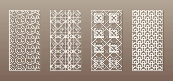 Durchsichtige Silhouette mit arabischem Muster, geometrisches muslimisches Girih-Muster. Zeichnung geeignet für Hintergrund, Einladungsdesign, Abzeichen, Laserschneidschablone, Holz- und Metallprodukte. 4 — Stockvektor